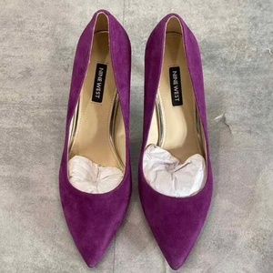 NINE WEST Women's Purple Leather Tatiana Pointed-Toe Slip-On Stiletto Pumps